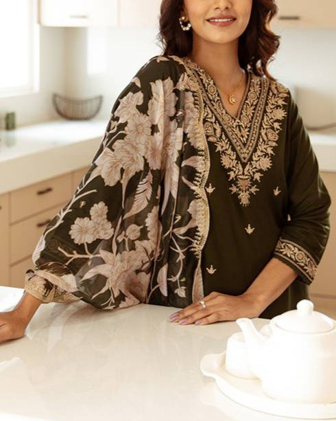 Women Viscose Rayon Kurta Salwar Dupatta Set-KYAMSTORE