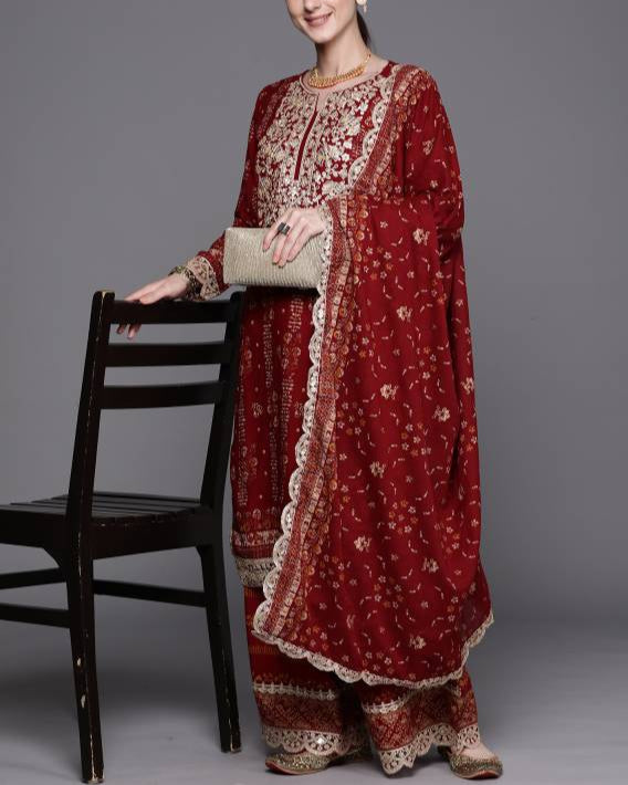 Women Viscose Rayon Kurta Sharara Dupatta Set-KYAMSTORE