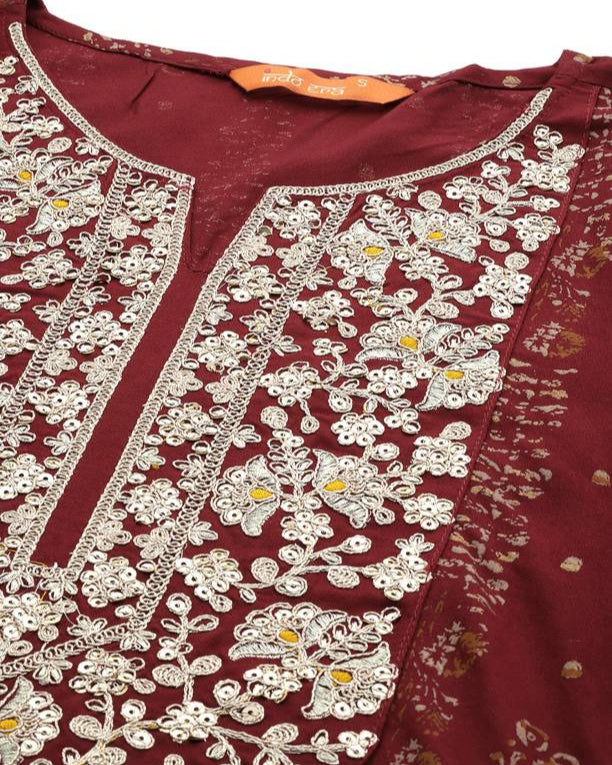 Women Viscose Rayon Kurta Sharara Dupatta Set-KYAMSTORE