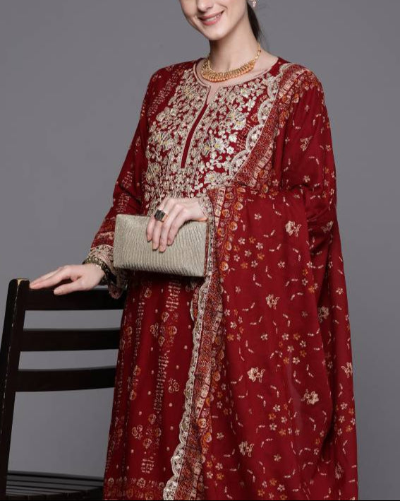 Women Viscose Rayon Kurta Sharara Dupatta Set-KYAMSTORE