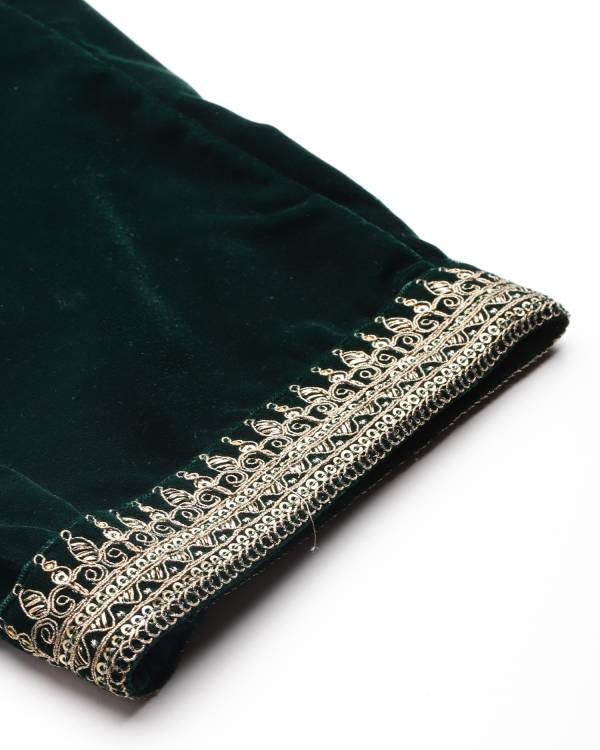 Women Velvet Kurta Pant Dupatta Set-KYAMSTORE