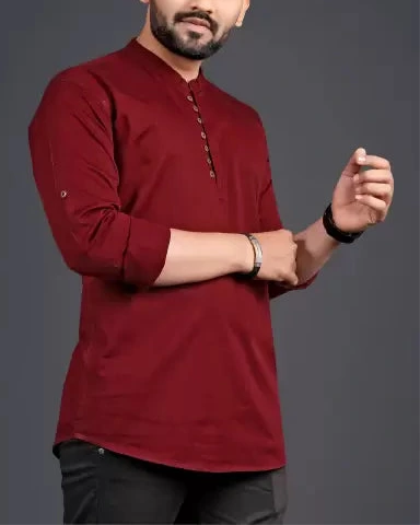 Men Solid Pure Cotton Straight Kurta (Color Variants)-KYAMSTORE