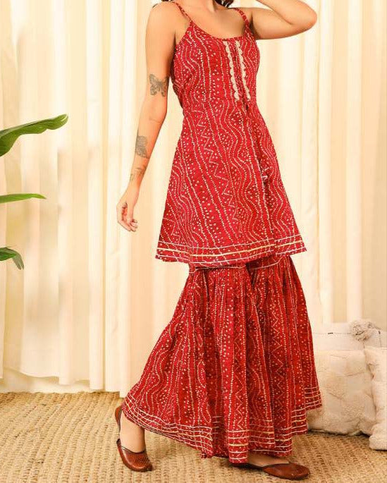 Women Pure Cotton Kurta Sharara Set-KYAMSTORE
