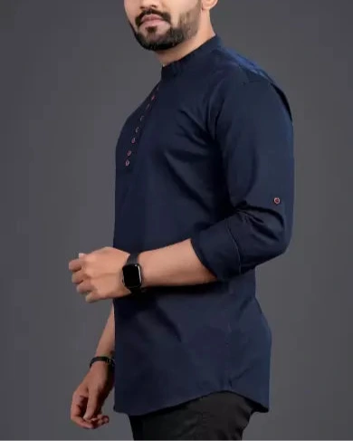 Men Solid Pure Cotton Straight Kurta (Color Variants)-KYAMSTORE