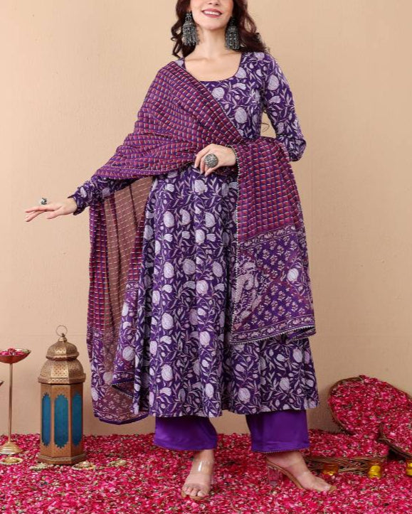Women Viscose Rayon Kurta Pant Dupatta Set-KYAMSTORE
