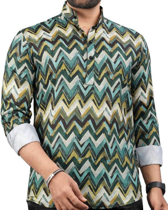 Men Printed Viscose Rayon Straight Kurta-KYAMSTORE