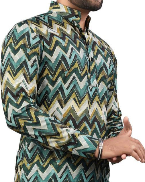 Men Printed Viscose Rayon Straight Kurta-KYAMSTORE