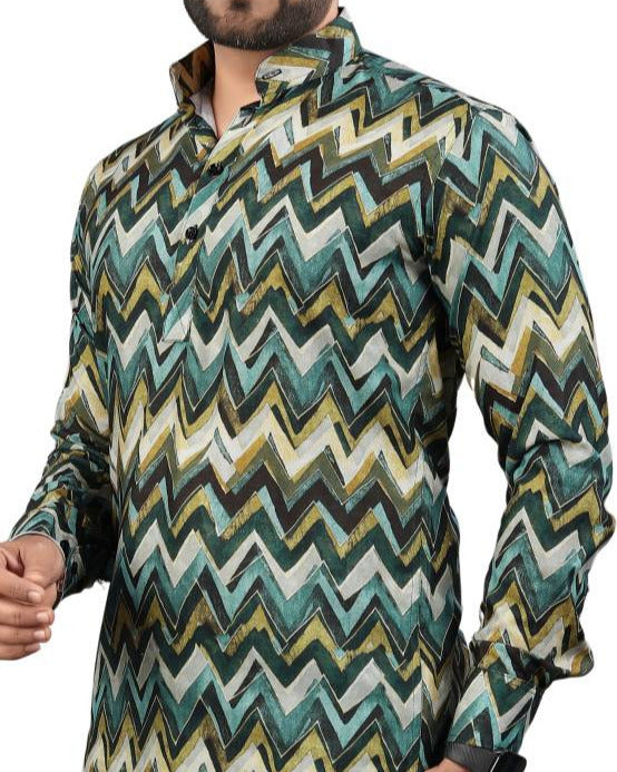 Men Printed Viscose Rayon Straight Kurta-KYAMSTORE