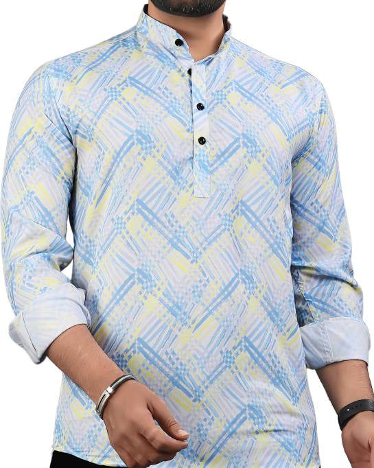 Men Printed Viscose Rayon Straight Kurta-KYAMSTORE