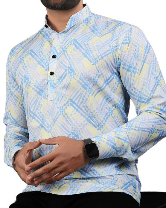 Men Printed Viscose Rayon Straight Kurta-KYAMSTORE