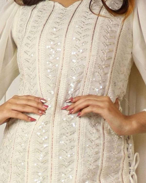 Women Georgette Kurta Sharara Set-KYAMSTORE
