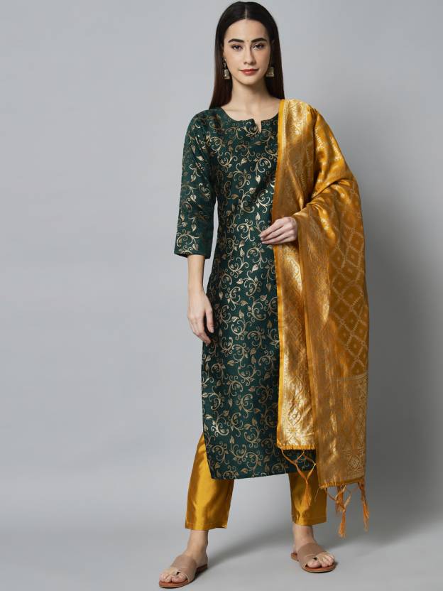 Women Cotton Silk Kurta Pant Set