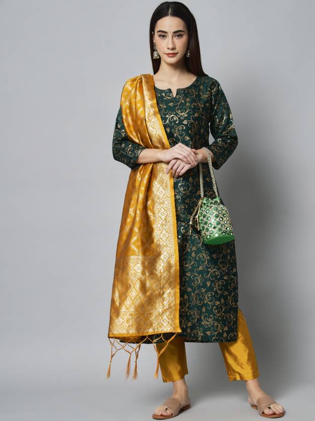 Women Cotton Silk Kurta Pant Set