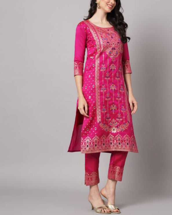 Women Cotton Silk Kurta Pant Dupatta Set-KYAMSTORE