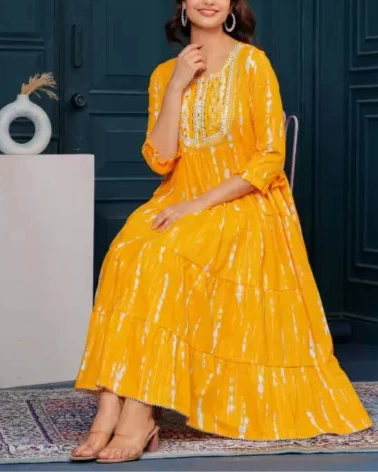 Embroidered Viscose Rayon Stitched Anarkali Gown (Color Variants)-KYAMSTORE