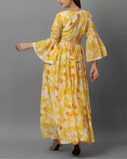 Printed Georgette Stitched Anarkali Gown-KYAMSTORE