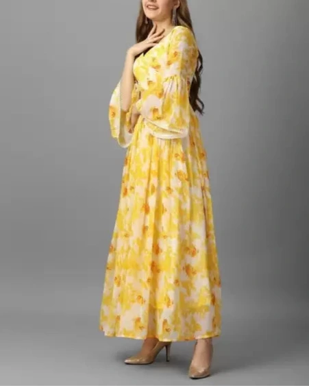 Printed Georgette Stitched Anarkali Gown-KYAMSTORE