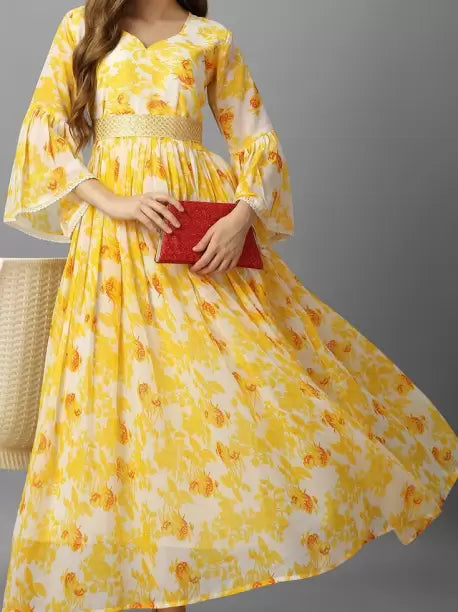 Printed Georgette Stitched Anarkali Gown-KYAMSTORE