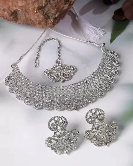Alloy Rhodium Silver Jewel Set-KYAMSTORE