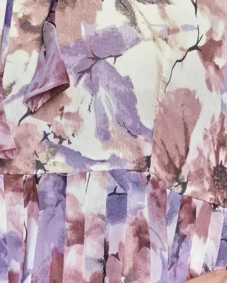 Floral Print Georgette Stitched Flared/A-line Gown-KYAMSTORE