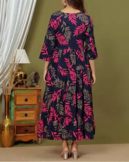 Embroidered Viscose Rayon Stitched Anarkali Gown (Color Variants)-KYAMSTORE