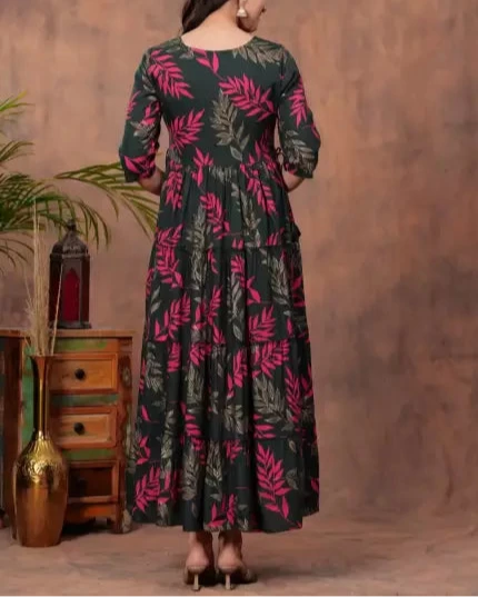 Embroidered Viscose Rayon Stitched Anarkali Gown (Color Variants)-KYAMSTORE
