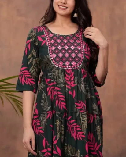 Embroidered Viscose Rayon Stitched Anarkali Gown (Color Variants)-KYAMSTORE