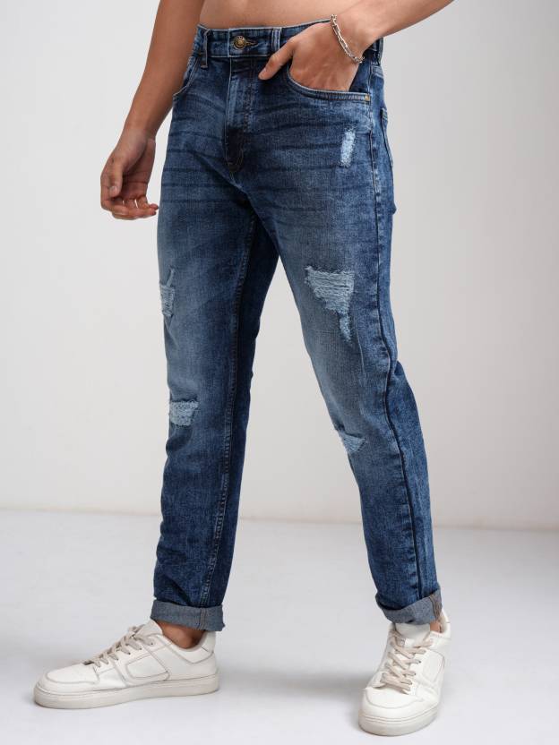 Men Regular Low Rise Light Blue Jeans-KYAMSTORE