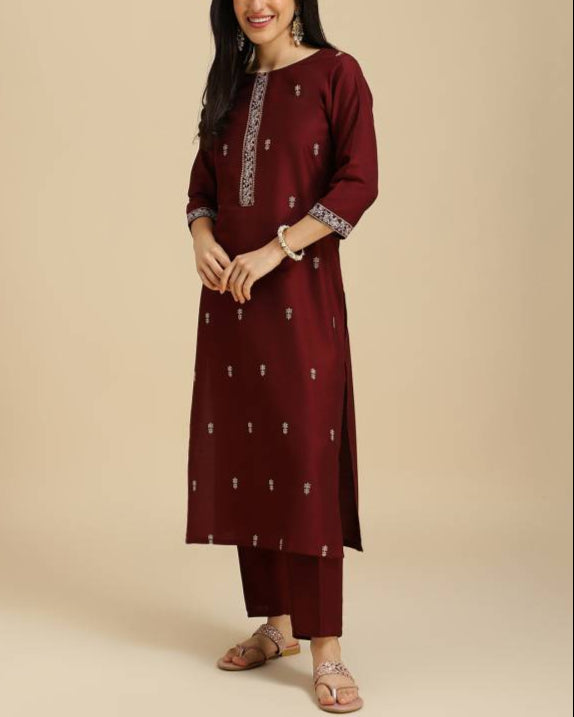 Women Silk Blend Kurta Pant Dupatta Set-KYAMSTORE