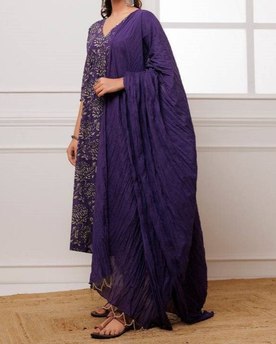 Women Cotton Blend Kurta Pant Dupatta Set-KYAMSTORE