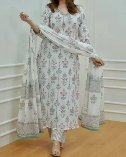 Women Viscose Rayon Kurta Pant Dupatta Set-KYAMSTORE