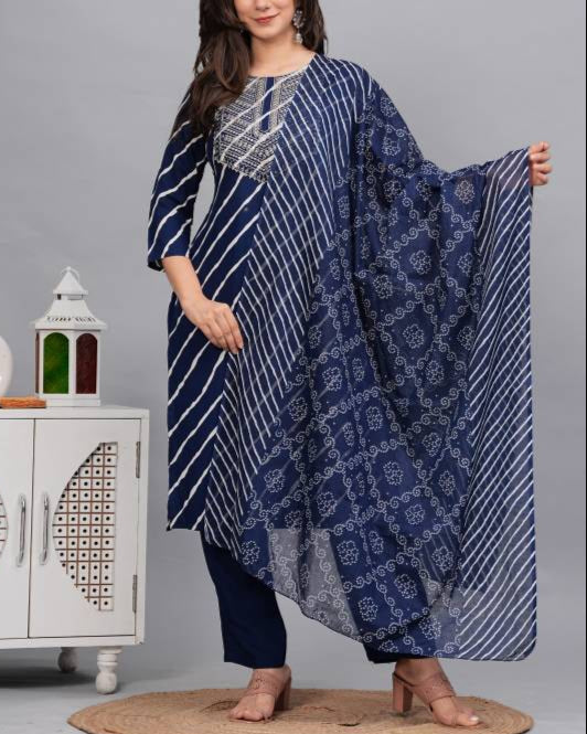 Women Viscose Rayon Kurta Pant Dupatta Set-KYAMSTORE