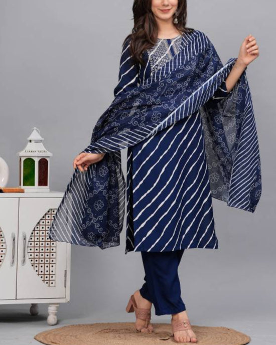 Women Viscose Rayon Kurta Pant Dupatta Set-KYAMSTORE
