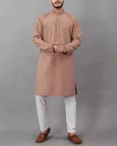 Men Chikan Embroidery Viscose Rayon Ethnic Dress (Color Variants)-KYAMSTORE