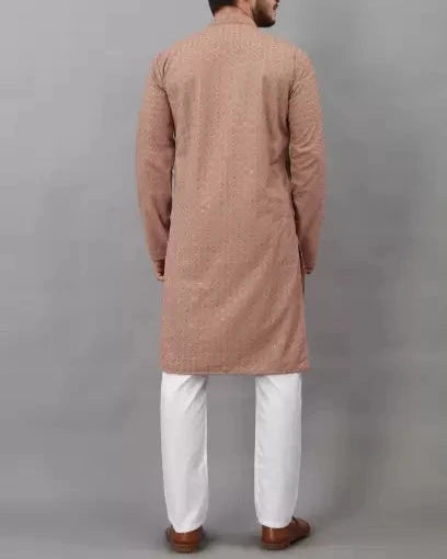 Men Chikan Embroidery Viscose Rayon Ethnic Dress (Color Variants)-KYAMSTORE