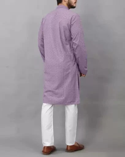 Men Chikan Embroidery Viscose Rayon Ethnic Dress (Color Variants)-KYAMSTORE