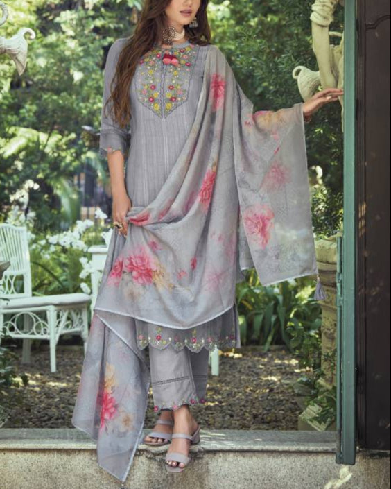 Women Pure Cotton Kurta Pant Dupatta Set-KYAMSTORE