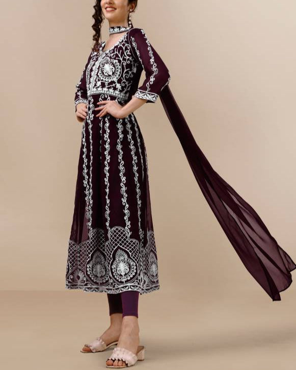 Women Georgette Kurta Dupatta Set-KYAMSTORE