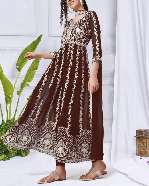 Women Georgette Kurta Dupatta Set-KYAMSTORE