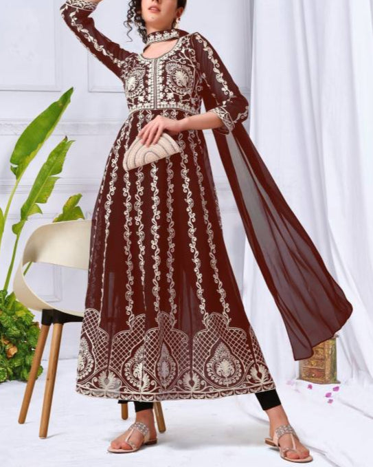 Women Georgette Kurta Dupatta Set-KYAMSTORE
