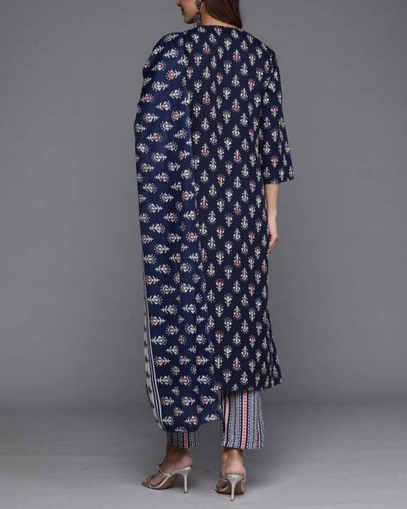 Women Cotton Blend Kurta Pant Dupatta Set-KYAMSTORE