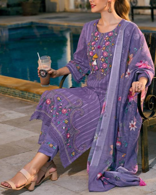 Women Pure Cotton Kurta Pant Dupatta Set-KYAMSTORE