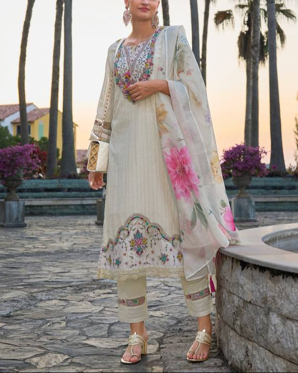 Women Pure Cotton Kurta Pant Dupatta Set-KYAMSTORE