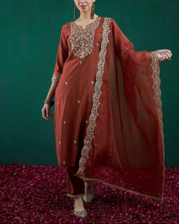 Women Viscose Rayon Kurta Pant Dupatta Set-KYAMSTORE