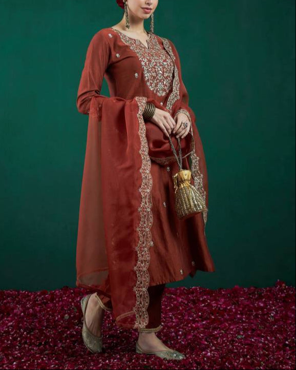 Women Viscose Rayon Kurta Pant Dupatta Set-KYAMSTORE