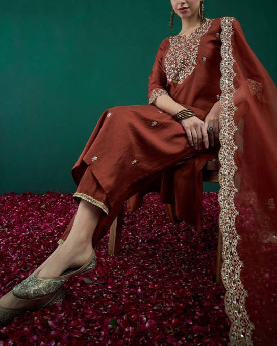 Women Viscose Rayon Kurta Pant Dupatta Set-KYAMSTORE