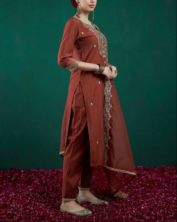 Women Viscose Rayon Kurta Pant Dupatta Set-KYAMSTORE