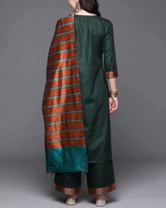 Women Cotton Blend Kurta Palazzo Dupatta Set-KYAMSTORE