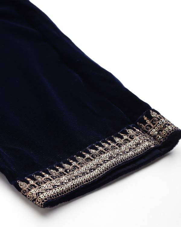 Women Velvet Kurta Pant Dupatta Set-KYAMSTORE