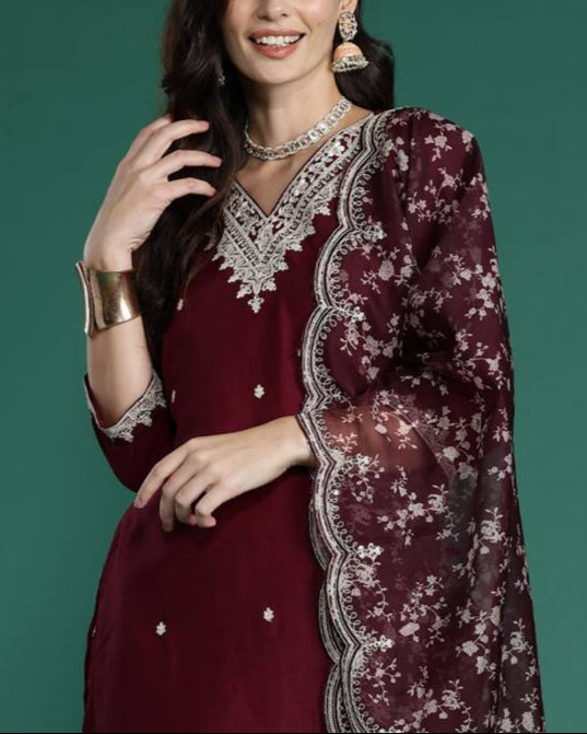 Women Viscose Rayon Kurta Salwar Dupatta Set-KYAMSTORE